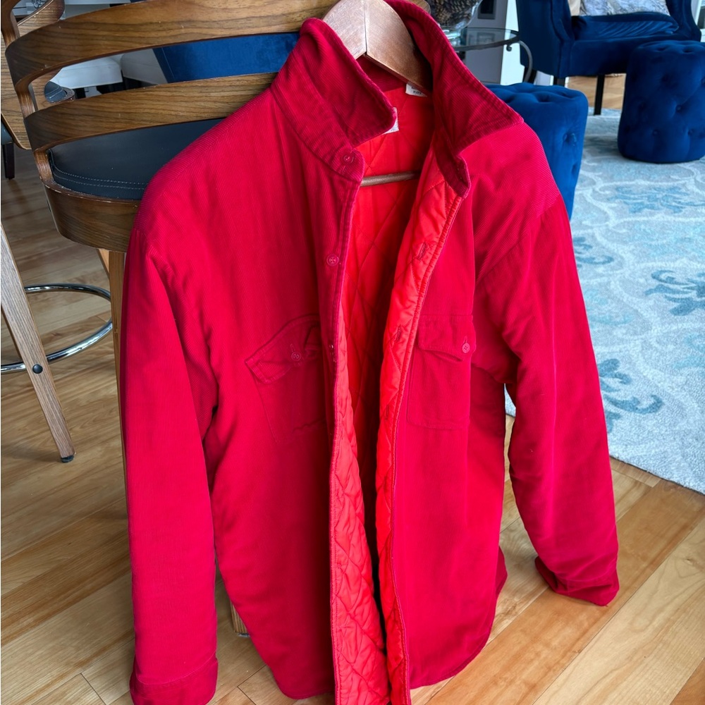 Retro, old school red corduroy Windbreaker barn jacket (large) with lining.